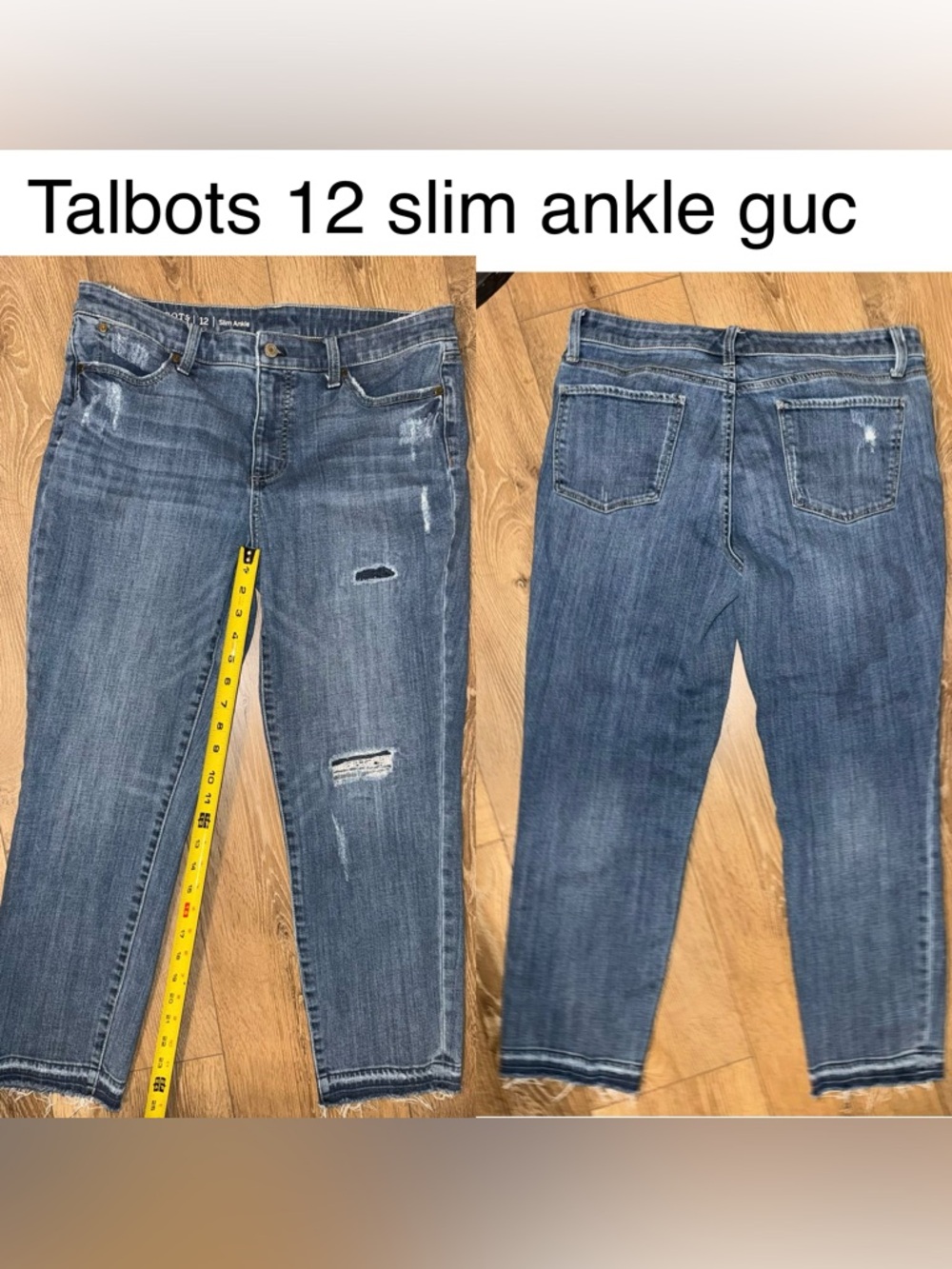 Talbots Medium Blue Slim Ankle Distressed Jeans